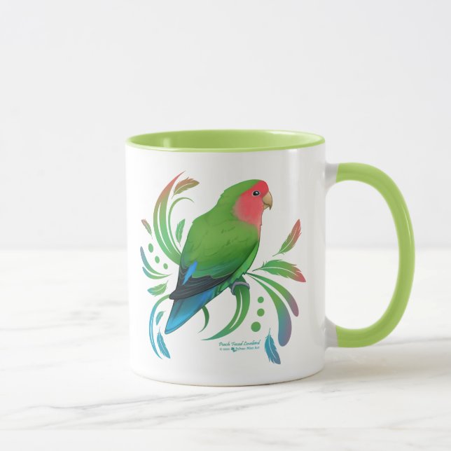 Green Peach Faced Lovebird Mug (Right)