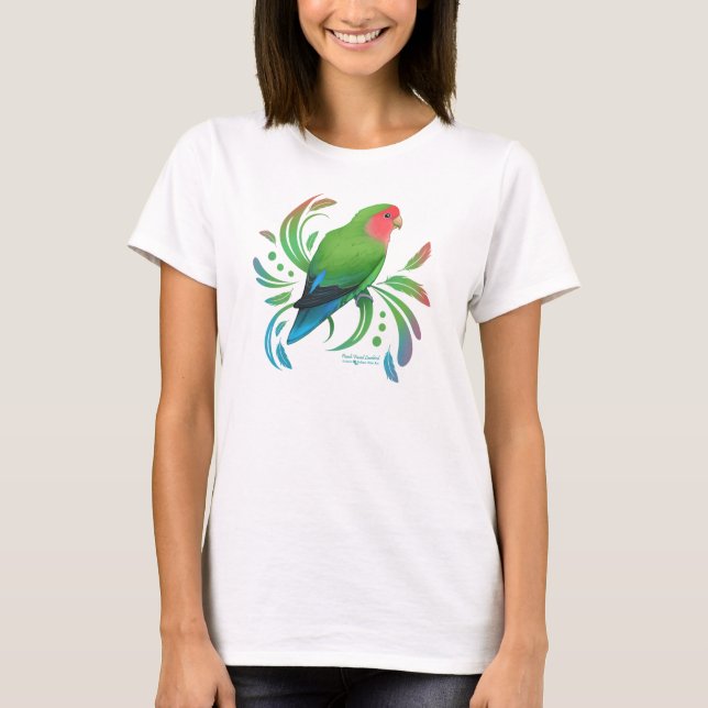 Green Peach Faced Lovebird T-Shirt (Front)