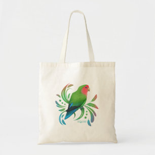 Green Peach Faced Lovebird Tote Bag