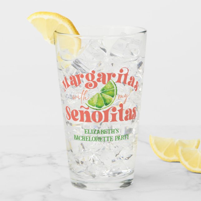 Green Peach Margaritas with my Señoritas Party Glass (Front Ice)