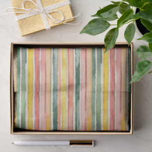 Green Peach Rose Red Yellow Stripes Birthday Tissue Paper