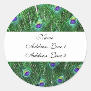 Green Peacock Address Labels