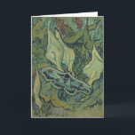 Green Peacock (Emperor) Moth by Vincent van Gogh Card<br><div class="desc">Great Peacock Moth or Emperor Moth by Vincent van Gogh is a vintage fine art post impressionism nature painting. A giant Emperor Moth is flying among the flowers and plants in a backyard garden. Van Gogh used butterflies in his works as a symbol of hope. The Death's Head Moth is...</div>