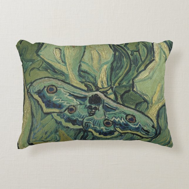 Green Peacock (Emperor) Moth by Vincent van Gogh Decorative Cushion (Front)