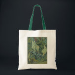Green Peacock (Emperor) Moth by Vincent van Gogh Tote Bag<br><div class="desc">Now available! Double sided printed ties! Twice as nice! Great Peacock Moth or Emperor Moth by Vincent van Gogh is a vintage fine art post impressionism nature painting. A giant Emperor Moth is flying among the flowers and plants in a backyard garden. Van Gogh used butterflies in his works as...</div>