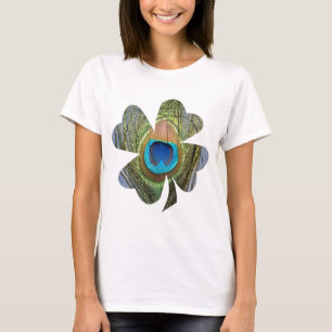Green Peacock Feather Clover Women's T-Shirt