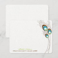 Green Peacock Feathers Flat Note Cards