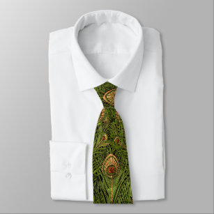 Green Peacock Feathers Tie