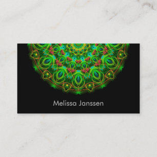 Green peacock - Mandala- Business Card