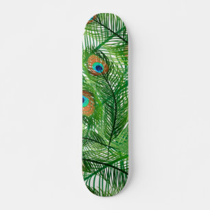 Green Peacock Pattern Skateboard