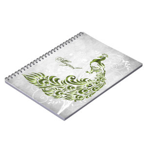 Green Peacock Personalised Spiral Photo Notebook