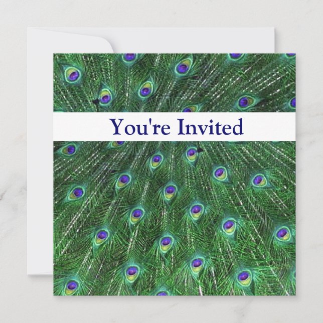 Green Peacock Swirl Birthday Invitation (Front)