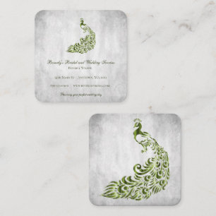 Green Peacock Wedding and Bridal Services Square Business Card