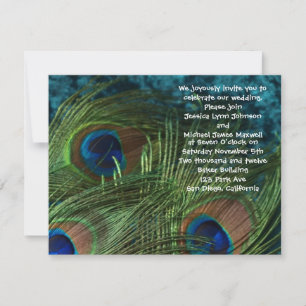 Green Peacock Wedding Invitation