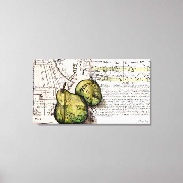 Green Pear Collage Illustration on Canvas Print (Front)