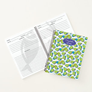 Green Pear Fruit Illustration Pattern Recipe Book