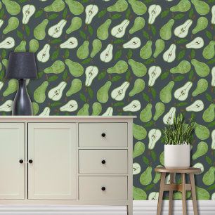 Green Pear Fruit pattern Wallpaper