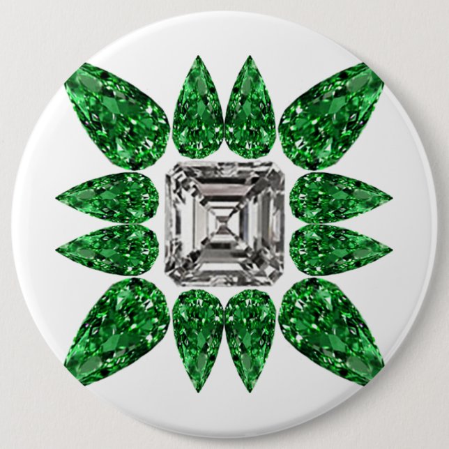 Green Pear shaped Diamond Pattern 6 Cm Round Badge (Front)
