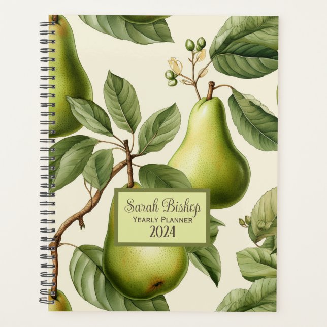Green Pears Custom Yearly Planner Hardcover (Front)