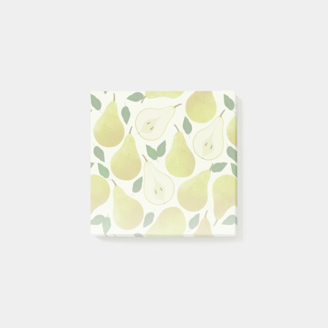 Green Pears Pattern Post-it Notes (Front)