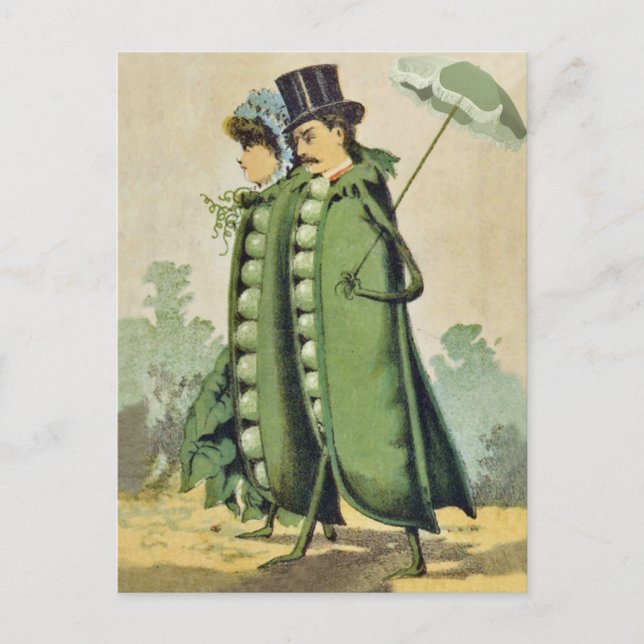 Green Peas Couple on Stroll Postcard (Front)