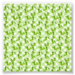 Green Peas Plants Leaves Plaid Vegetable Foods Photo Print