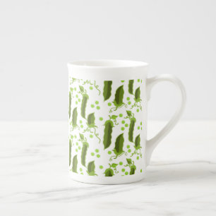 Green Peas Plants Leaves Round Vegetable Foods Bone China Mug