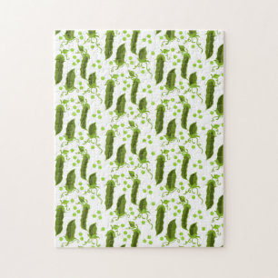 Green Peas Plants Leaves Round Vegetable Foods Jigsaw Puzzle