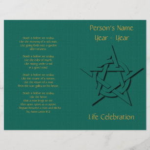 Green Pentacle Wiccan Funeral Program
