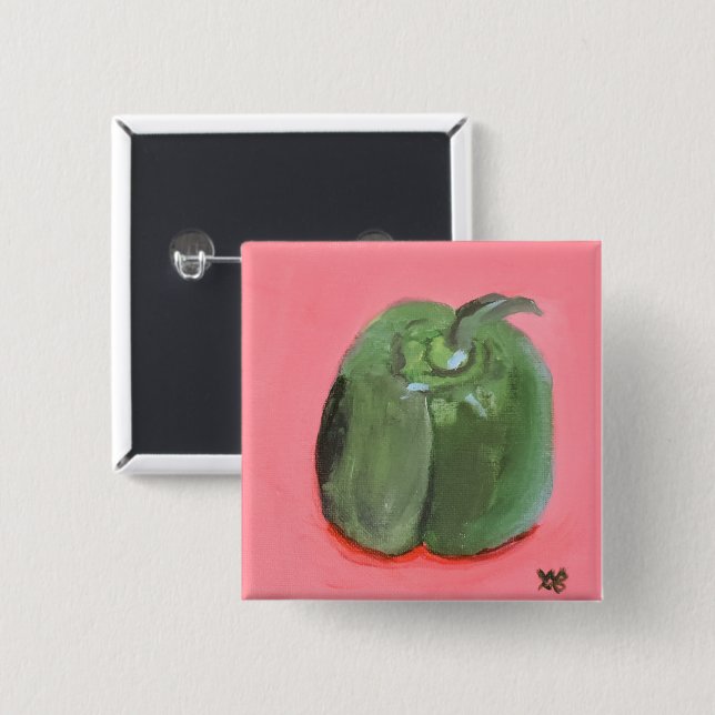 Green Pepper 15 Cm Square Badge (Front & Back)