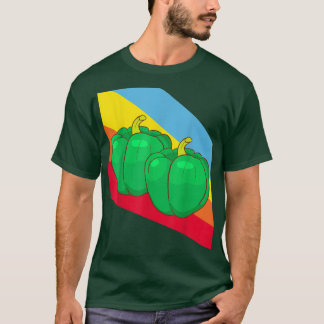 Green Pepper Paprika Vegetables Vegan Vegetarian  T-Shirt