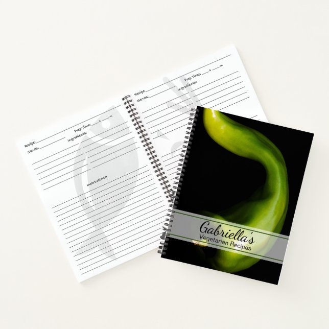 Green Pepper Vegetarian Recipe Notebook (Inside)