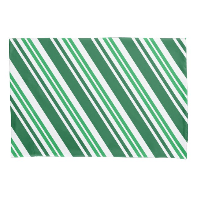 Green Peppermint Stripe Pillowcase (Front-Left)