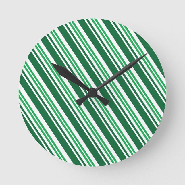 Green Peppermint Stripe Round Clock (Front)