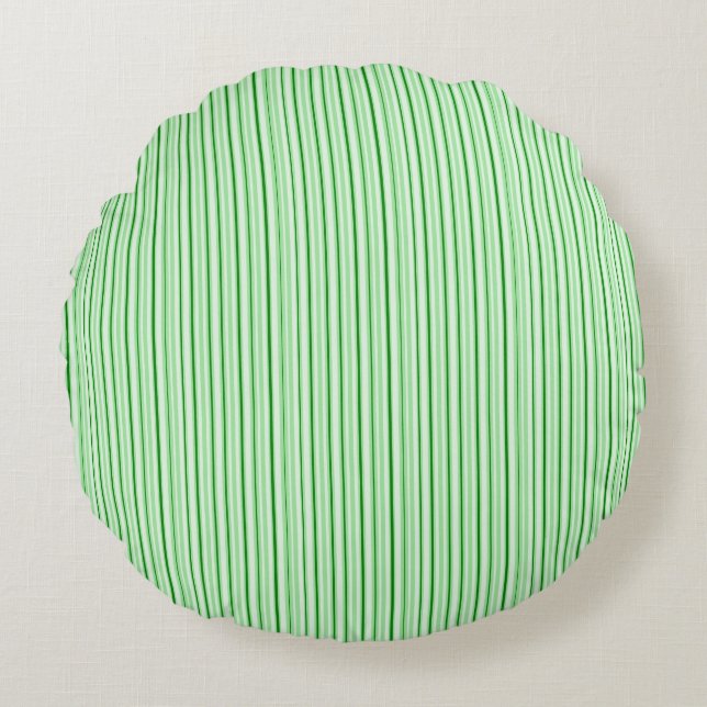 Green peppermint striped round cushion (Front)