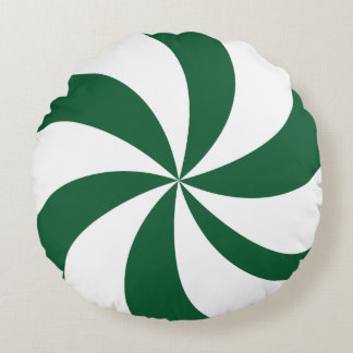 Green Peppermint Swirl Round Cushion