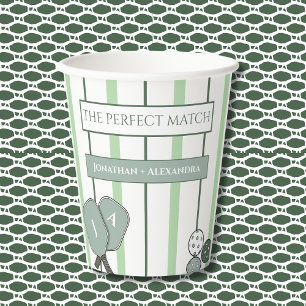 Green Perfect Match Couples Bridal Shower Paper Cups