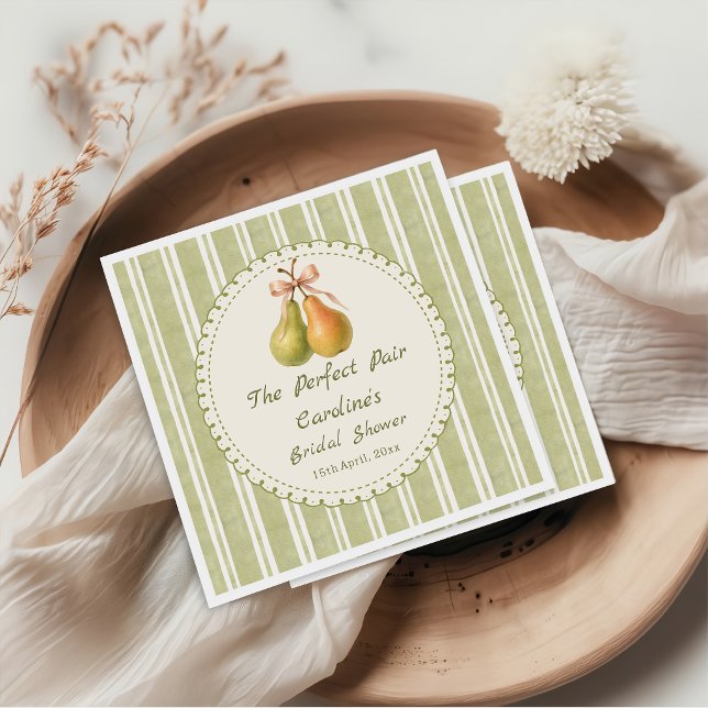 Green Perfect Pair Pear Bridal Shower Napkins (Creator Uploaded)