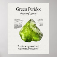 Green Peridot Gem Crystal Meaning Card