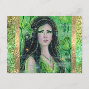 Green Peridot mermaid by Renee Lavoie Holiday Postcard