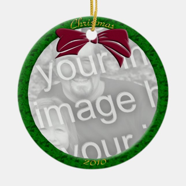 Green Personalise Photo Ornament (Front)