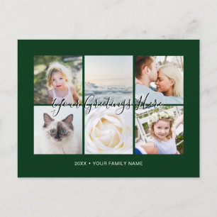 Green Personalised 6 photos Universal Greetings Postcard