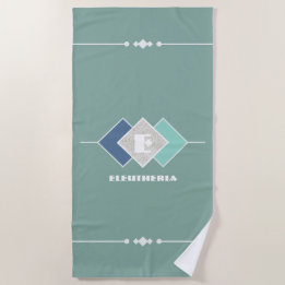 Green Personalised Beach Towel