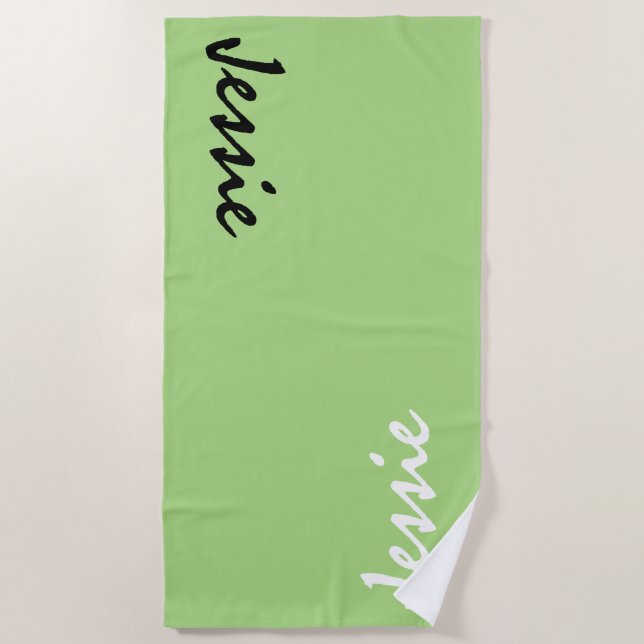 Green Personalised Beach Towel (Front)