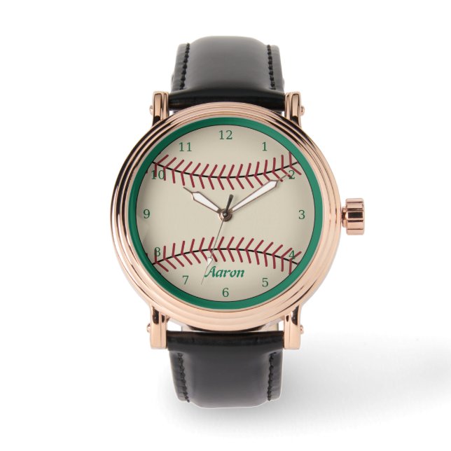 Green Personalised Classic Baseball Watch (Front)