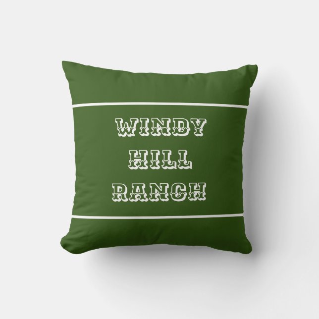 Green Personalised Farm or Ranch Throw Pillow (Front)