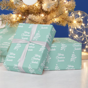 Green Personalised Merry Christmas Festive Holiday Wrapping Paper