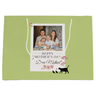 Green Personalised Photo and Mothers Day Large Gift Bag