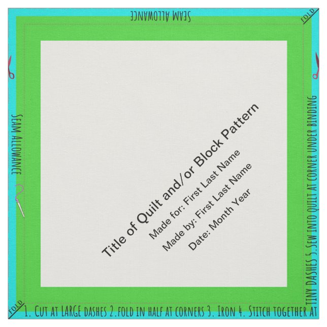 Green Personalised Simple Quilt Label Corner Fabric (Swatch)