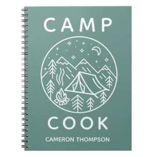 Green Personalised Summer Camp Cook Notebook